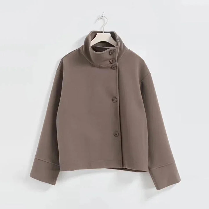 Jenna - Women's short coat with buttons and stand-up collar