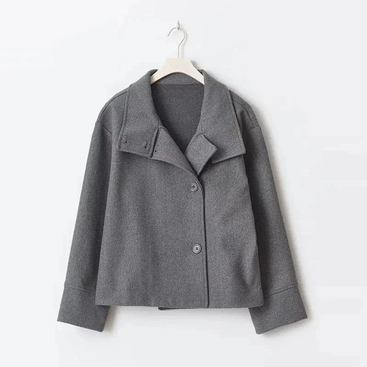 Jenna - Women's short coat with buttons and stand-up collar
