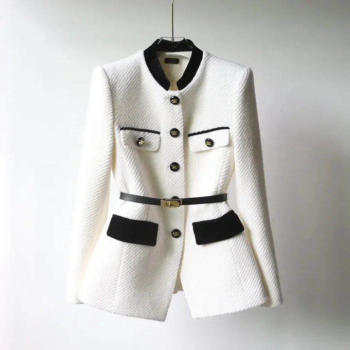 Lilian - Chic women's coat with belt and decorative buttons