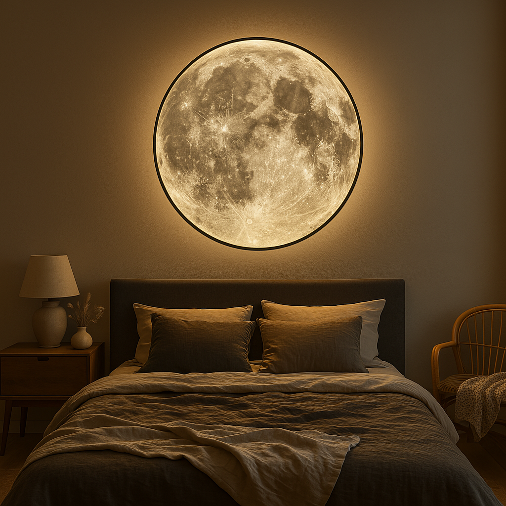 Mavelle | Realistic Moon Wall Light with Ambient LED Lighting
