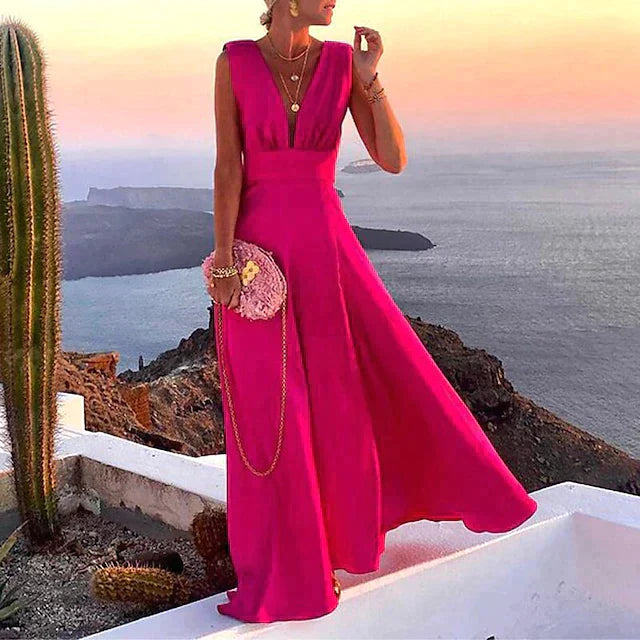 Elegant Floral V-Neck Maxi Dress