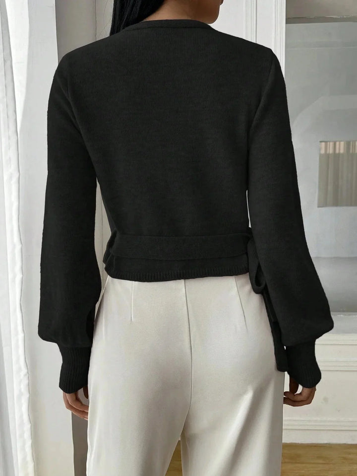 Alessia - Women's wrap sweater with tie belt