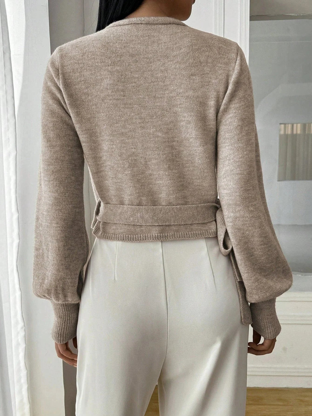 Alessia - Women's wrap sweater with tie belt