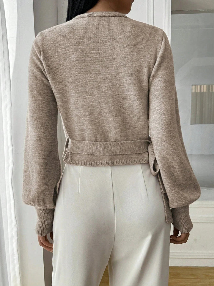 Alessia - Women's wrap sweater with tie belt
