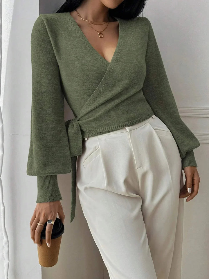 Alessia - Women's wrap sweater with tie belt
