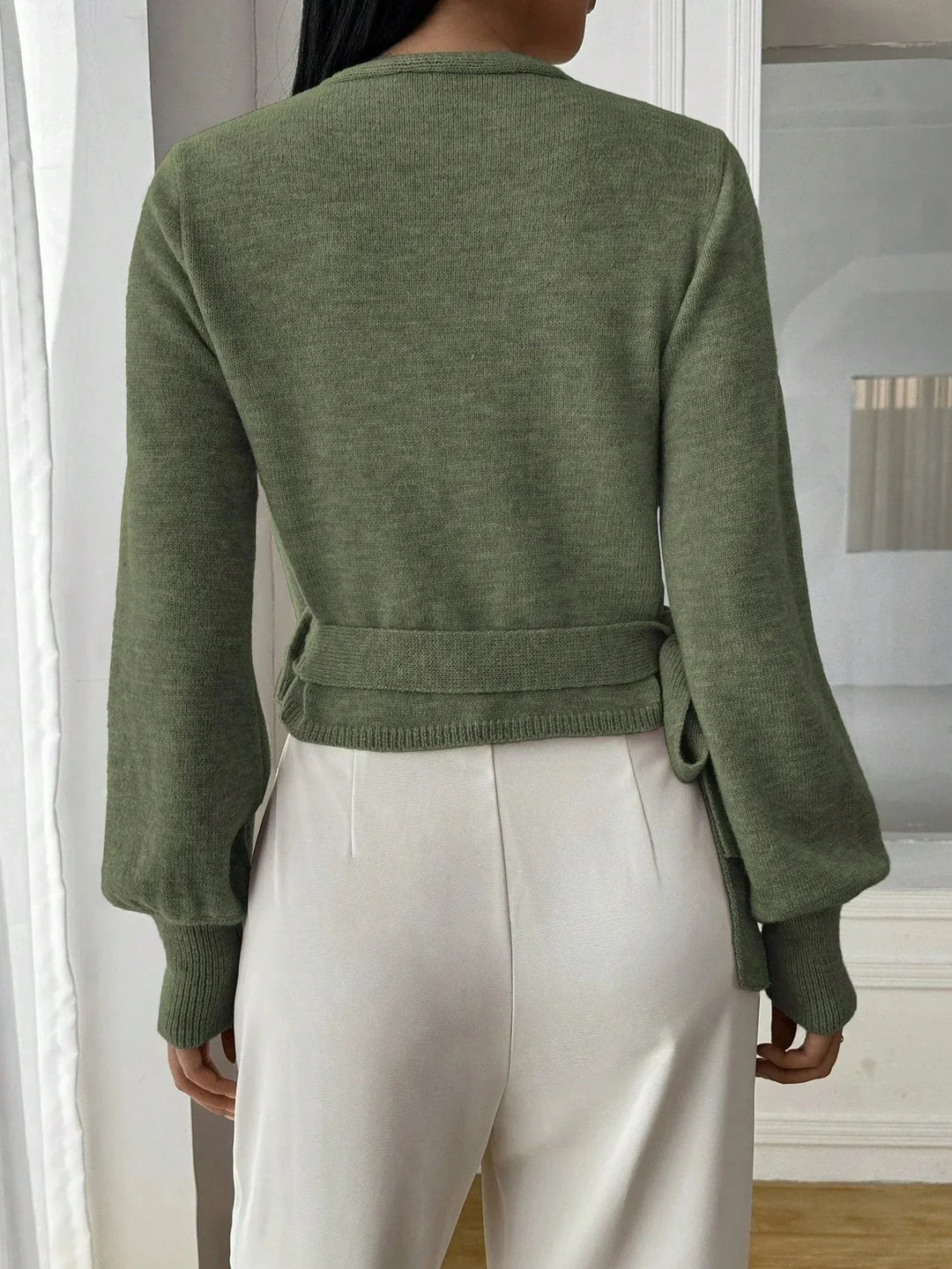 Alessia - Women's wrap sweater with tie belt
