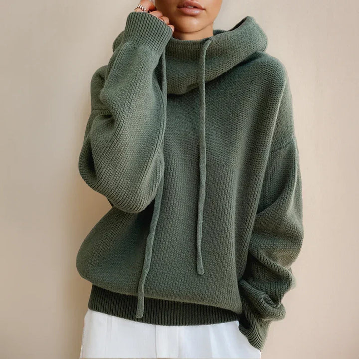 Regina - Women's turtleneck sweater with soft knit and hood