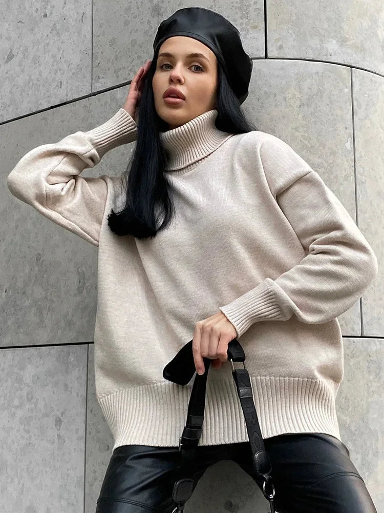 Zelda - Women's comfortable long-sleeved turtleneck sweater