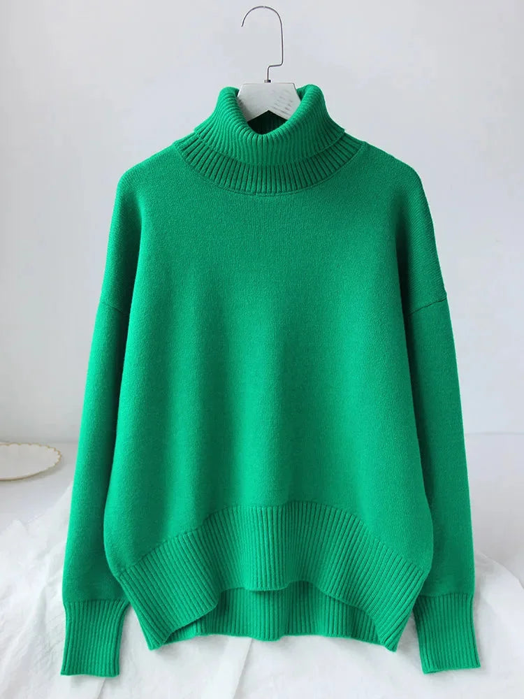 Zelda - Women's comfortable long-sleeved turtleneck sweater