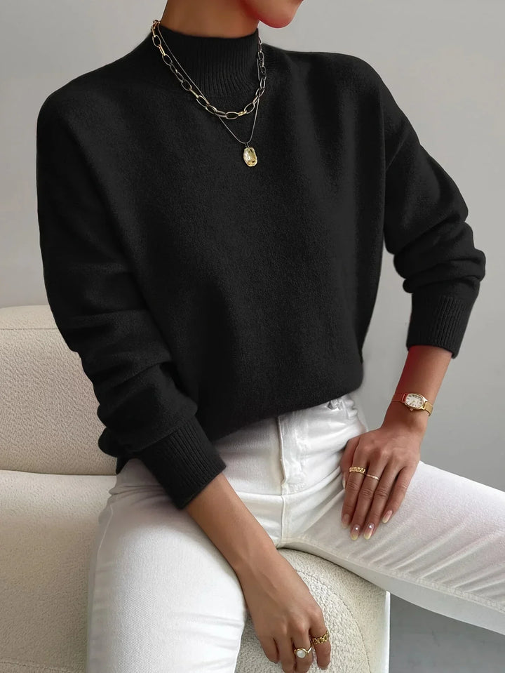 Hannah - Women's high-neck sweater in stretch fabric with long sleeves