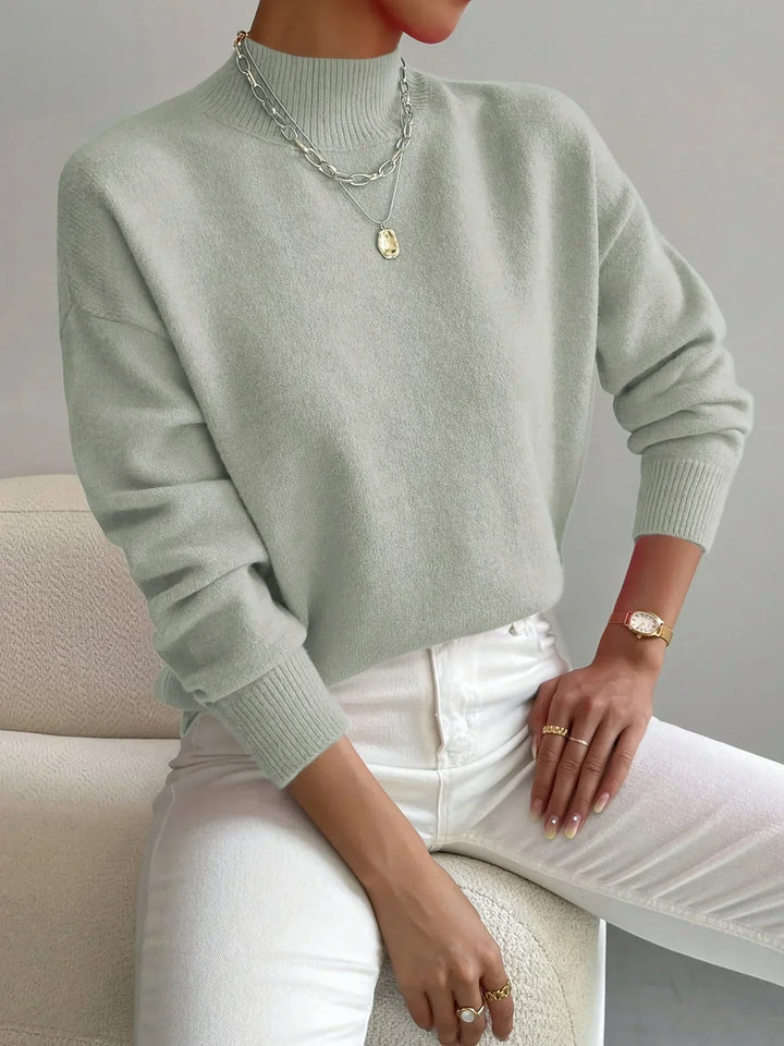 Hannah - Women's high-neck sweater in stretch fabric with long sleeves