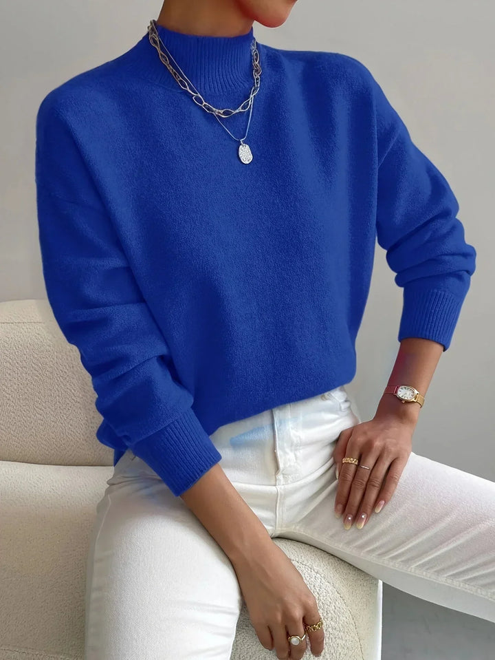 Hannah - Women's high-neck sweater in stretch fabric with long sleeves