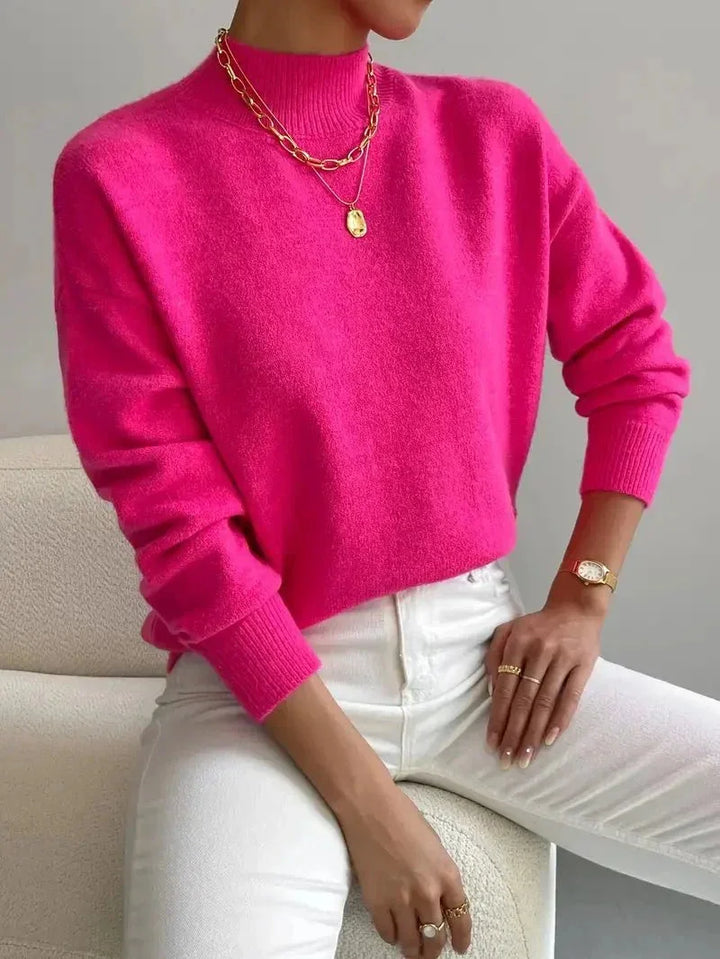 Hannah - Women's high-neck sweater in stretch fabric with long sleeves