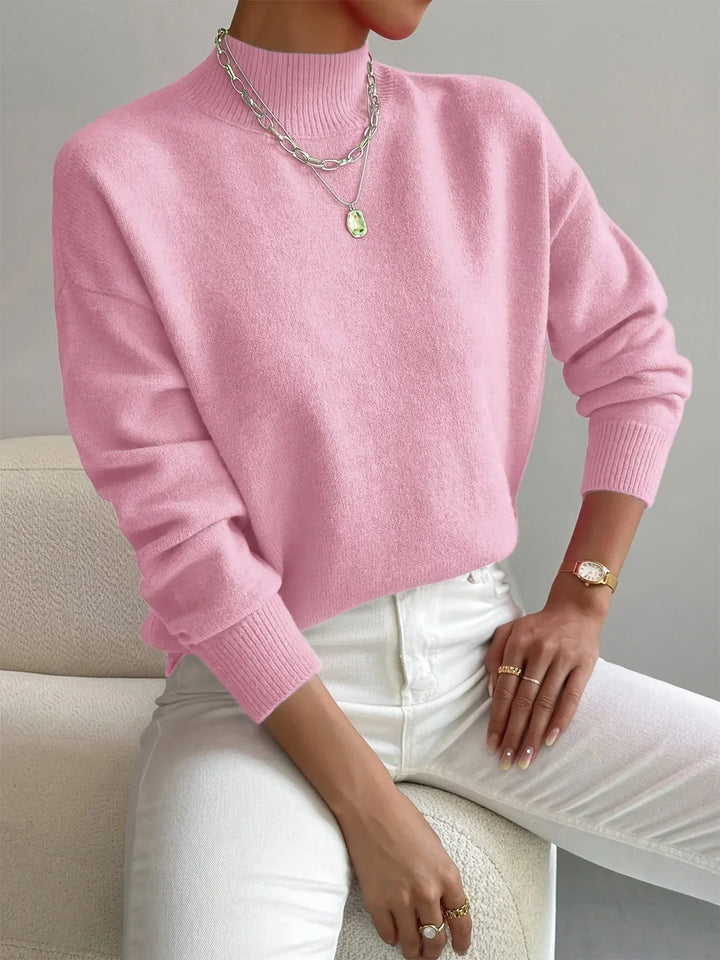 Hannah - Women's high-neck sweater in stretch fabric with long sleeves