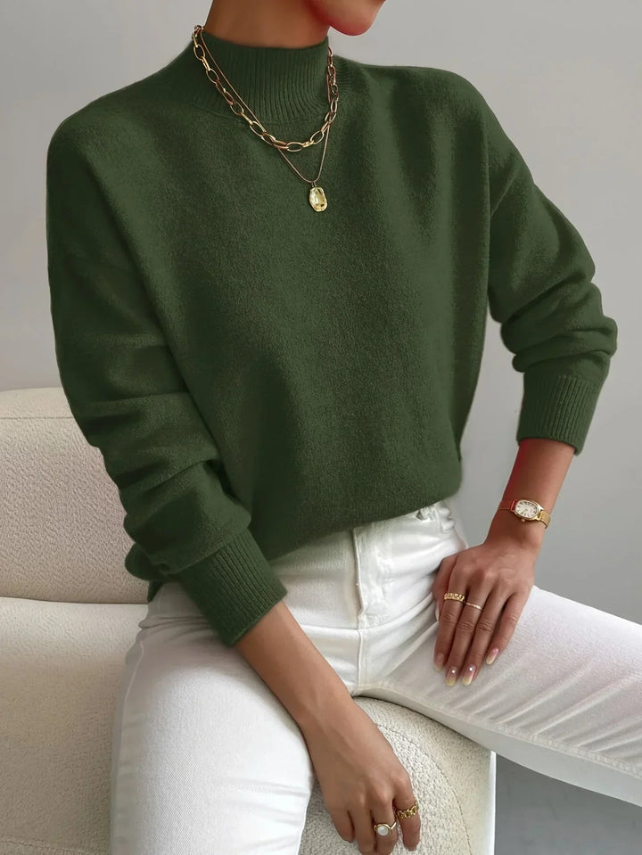 Hannah - Women's high-neck sweater in stretch fabric with long sleeves