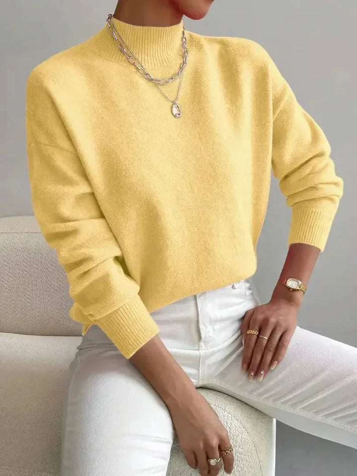Hannah - Women's high-neck sweater in stretch fabric with long sleeves