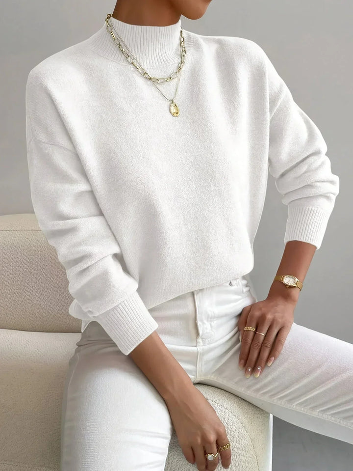 Hannah - Women's high-neck sweater in stretch fabric with long sleeves