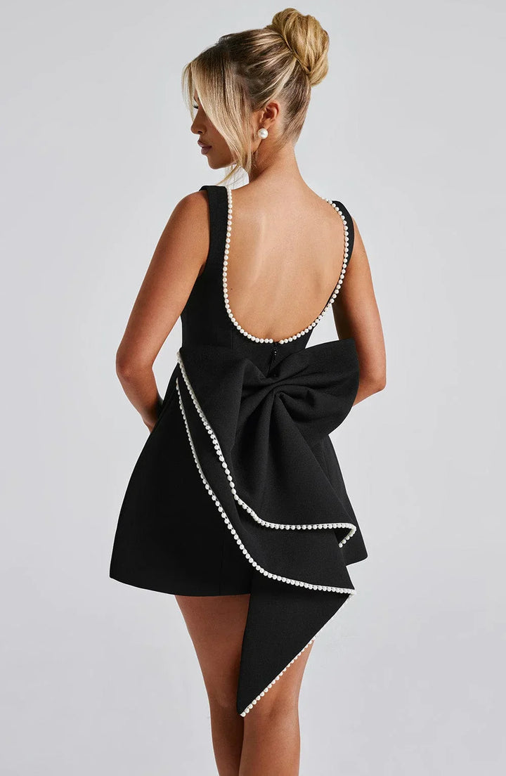 Georgia - Women's short dress with decorative bow at the back