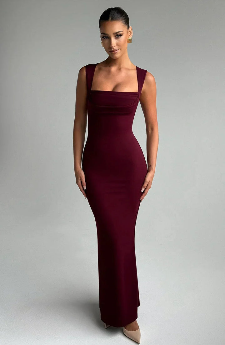 Livia - Elegant sleeveless burgundy maxi dress for women