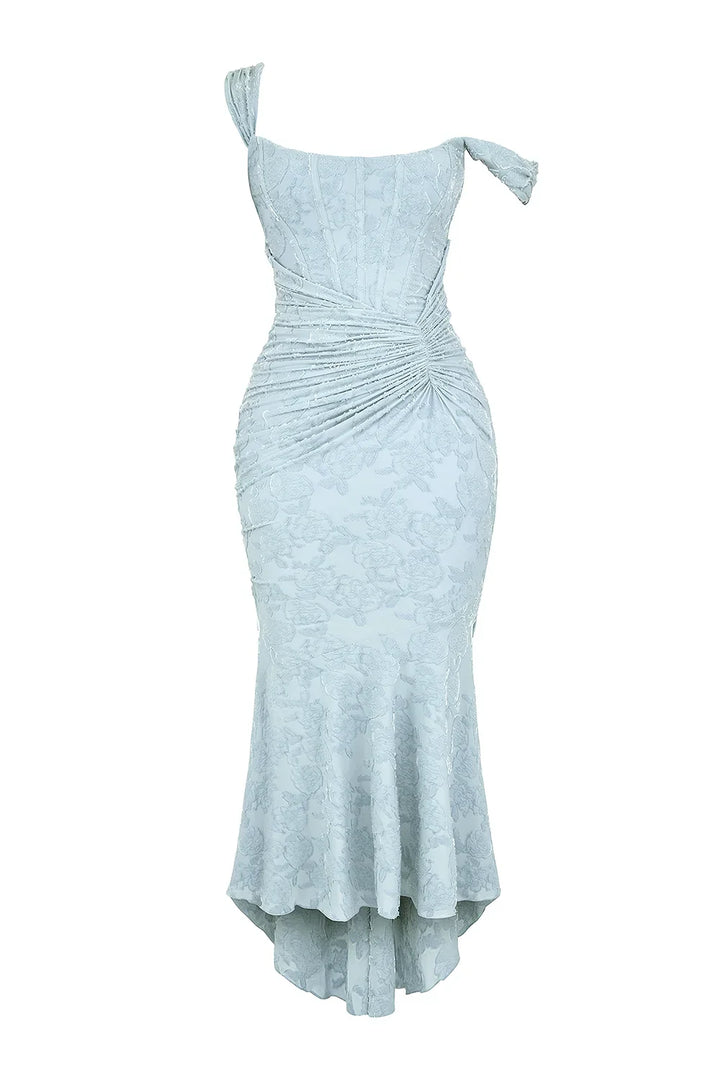 Aaliyah - Women's midi dress with floral pattern and wide straps