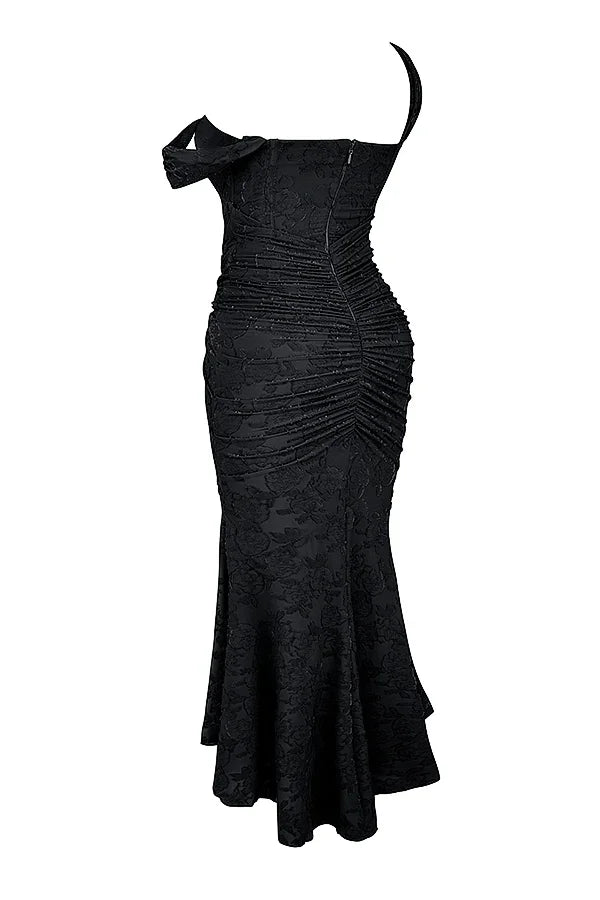 Aaliyah - Women's midi dress with floral pattern and wide straps