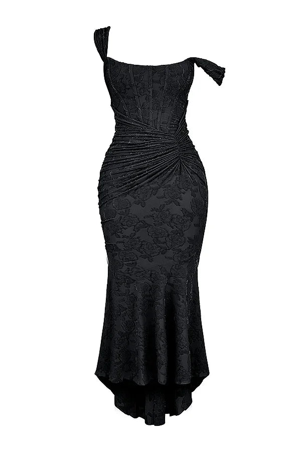 Aaliyah - Women's midi dress with floral pattern and wide straps