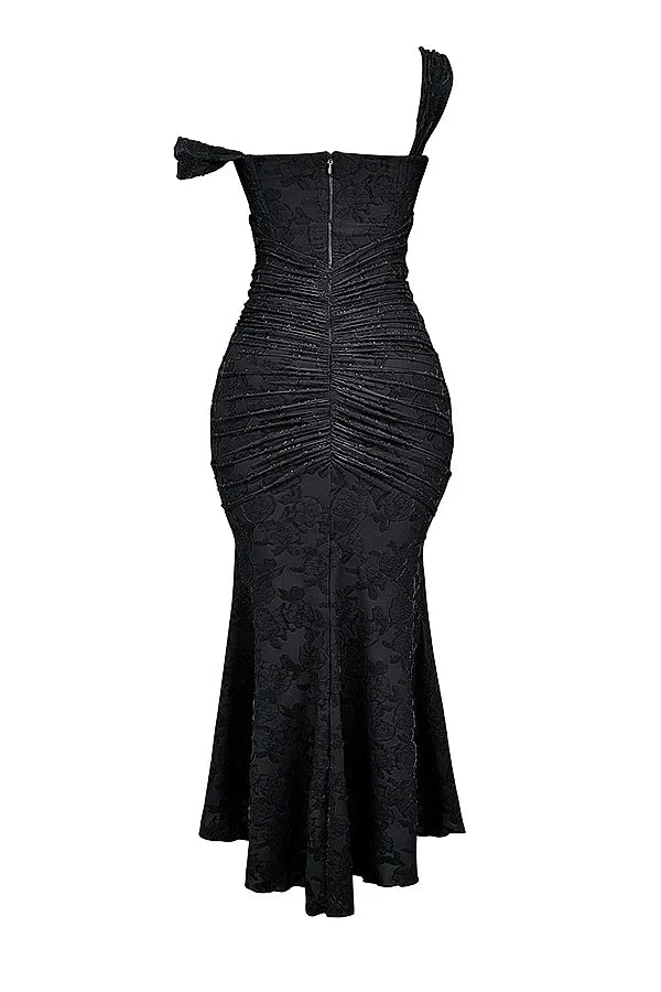 Aaliyah - Women's midi dress with floral pattern and wide straps