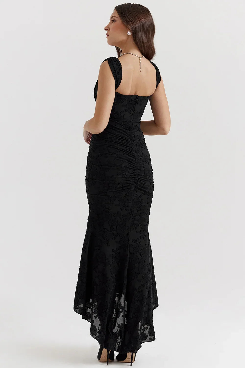 Aaliyah - Women's midi dress with floral pattern and wide straps