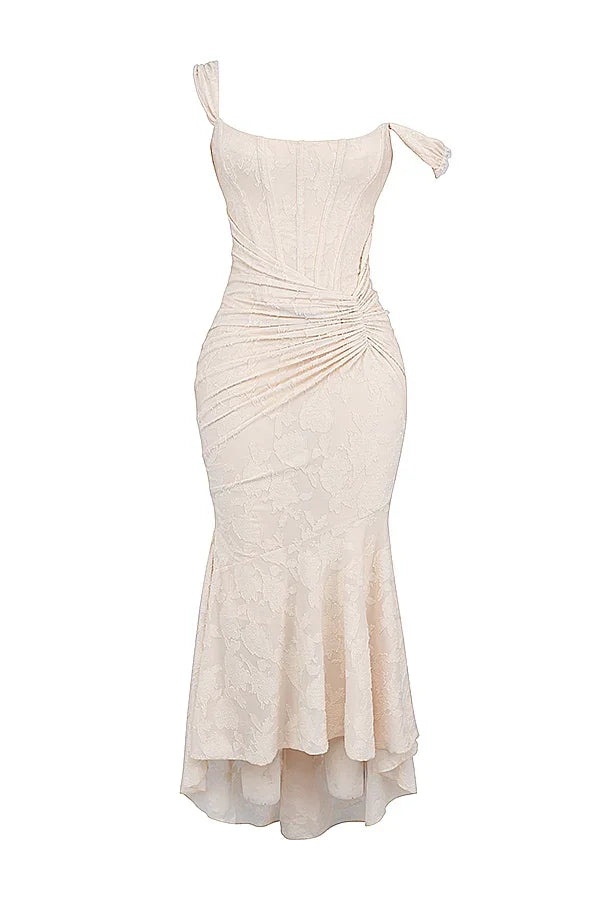 Aaliyah - Women's midi dress with floral pattern and wide straps