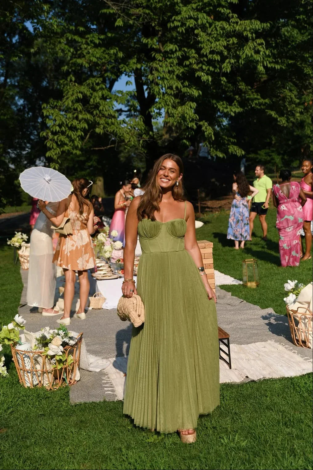 Women’s Green Pleated Maxi Dress