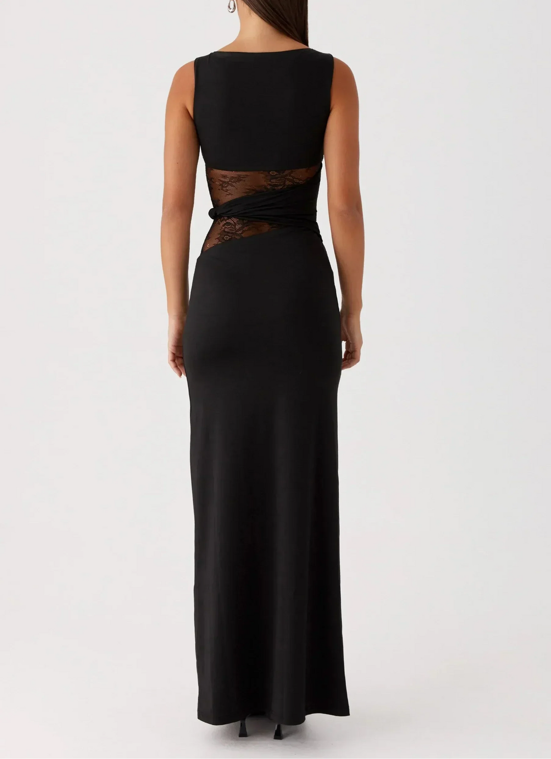 Ruby - Long black dress with lace and cutouts