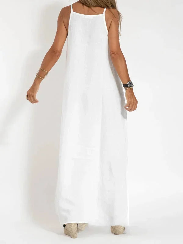 Maria - Women's Sleeveless Linen Maxi Dress, Casual Summer Dress
