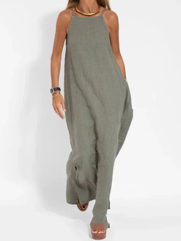 Maria - Women's Sleeveless Linen Maxi Dress, Casual Summer Dress