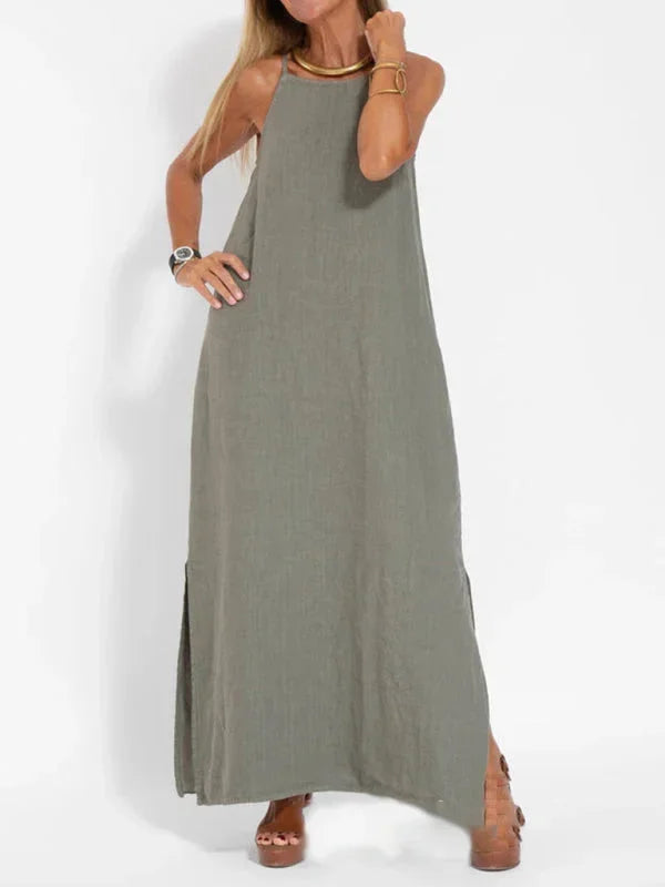 Maria - Women's Sleeveless Linen Maxi Dress, Casual Summer Dress