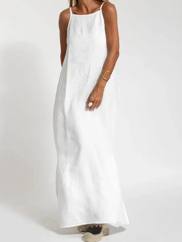 Maria - Women's Sleeveless Linen Maxi Dress, Casual Summer Dress