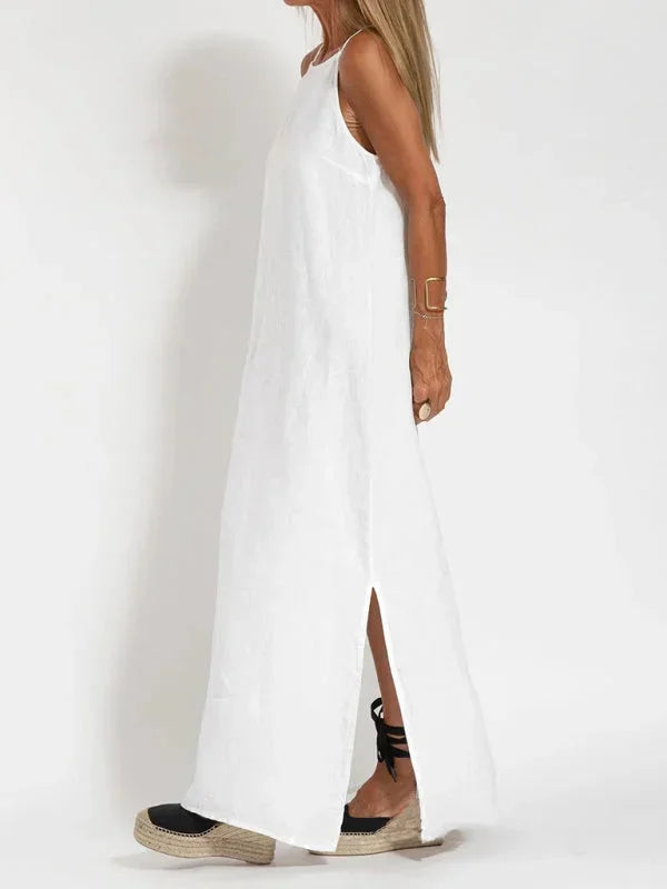 Maria - Women's Sleeveless Linen Maxi Dress, Casual Summer Dress
