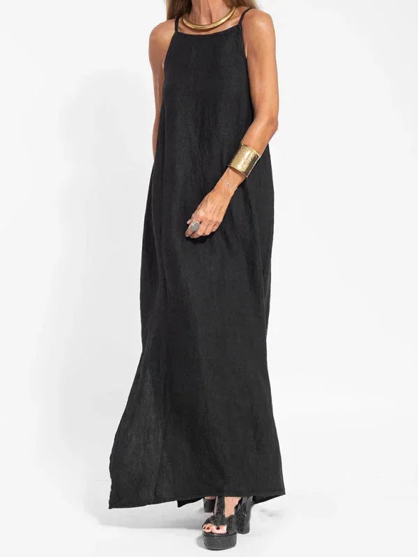 Maria - Women's Sleeveless Linen Maxi Dress, Casual Summer Dress