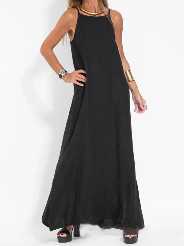 Maria - Women's Sleeveless Linen Maxi Dress, Casual Summer Dress