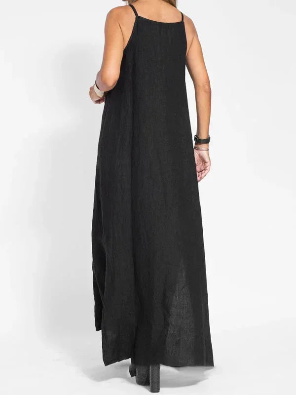Maria - Women's Sleeveless Linen Maxi Dress, Casual Summer Dress
