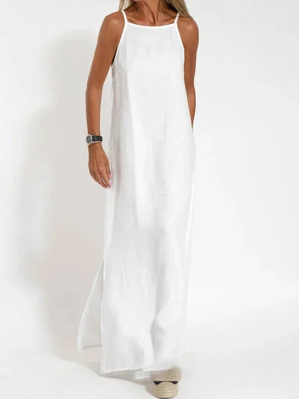 Maria - Women's Sleeveless Linen Maxi Dress, Casual Summer Dress