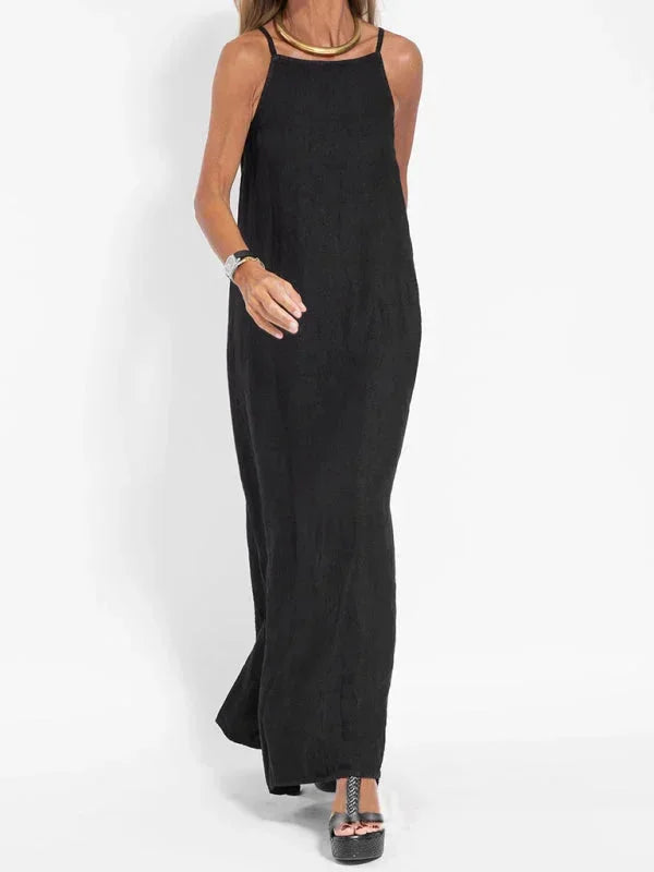 Maria - Women's Sleeveless Linen Maxi Dress, Casual Summer Dress