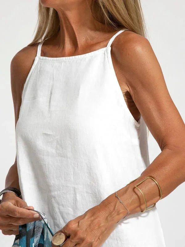 Maria - Women's Sleeveless Linen Maxi Dress, Casual Summer Dress