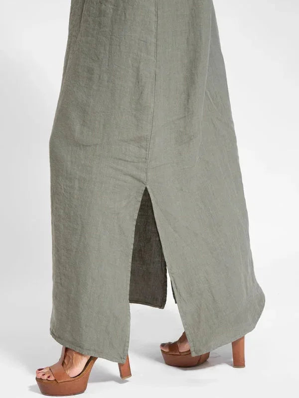 Maria - Women's Sleeveless Linen Maxi Dress, Casual Summer Dress
