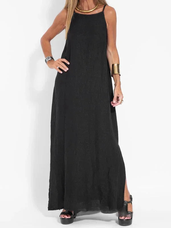 Maria - Women's Sleeveless Linen Maxi Dress, Casual Summer Dress