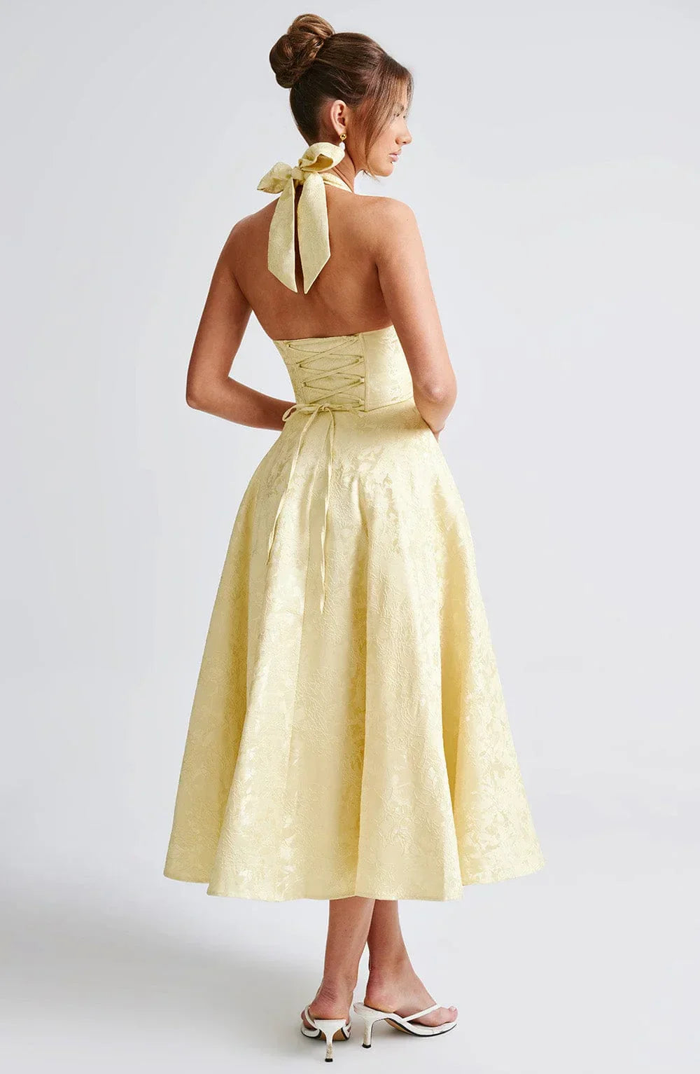 Blair - Women's midi dress with open back and flared skirt