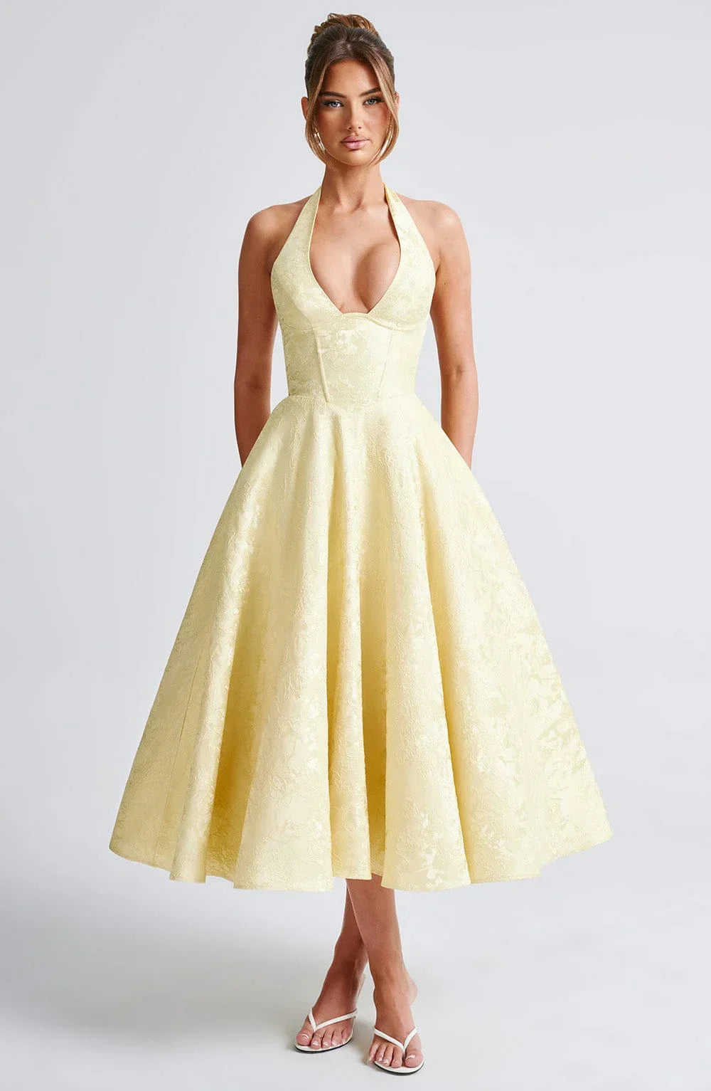 Blair - Women's midi dress with open back and flared skirt