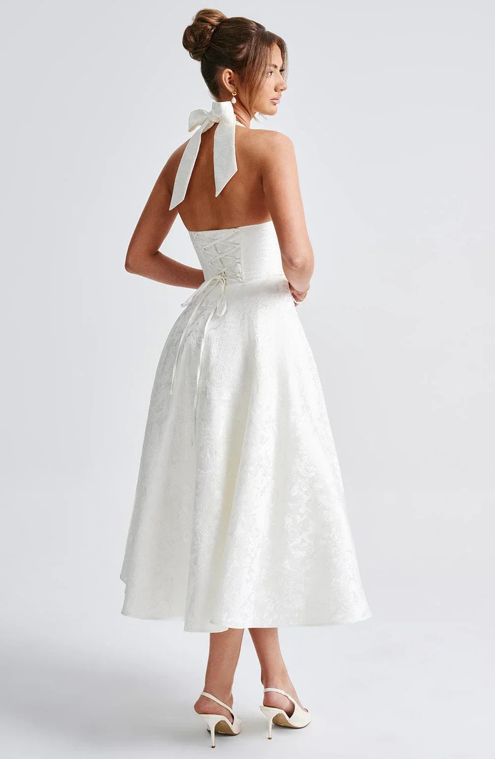 Blair - Women's midi dress with open back and flared skirt
