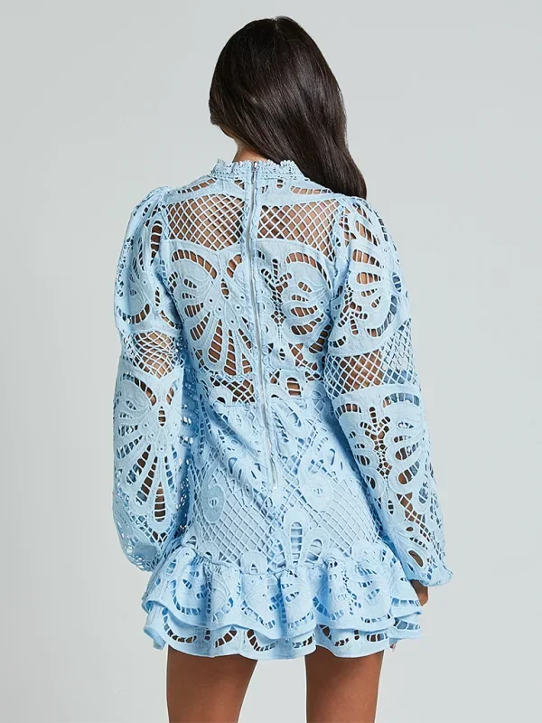 Maeve - Elegant short lace dress for women with long sleeves for evening