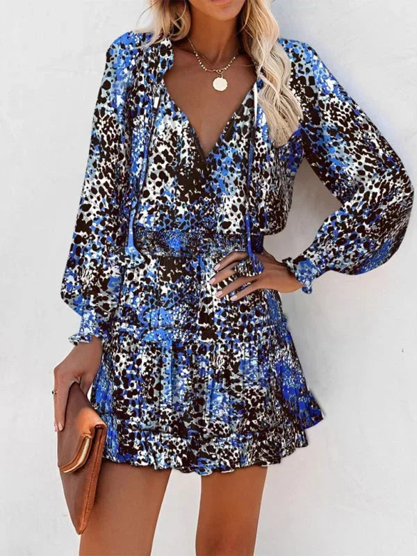 Kaia - Short women's dress with ruffles and various prints
