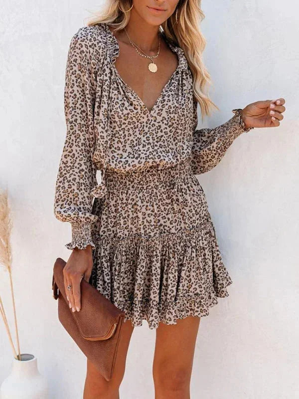 Kaia - Short women's dress with ruffles and various prints